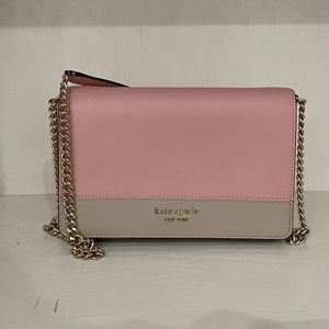 Kate Spade Spencer Chain Wallet (Tutu Pink/Crisp Linen)